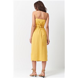 Хлопковое платье с отрезной талией желтое