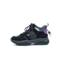 CSJ33-2 VIOLET/BLACK Ботинки спортивные демисезонные женские (натуральная замша, байка) размер 36
