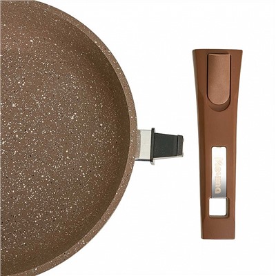 Сковорода 26 см АП Гранит brown с026806 со съемной ручкой и стеклянной крышкой