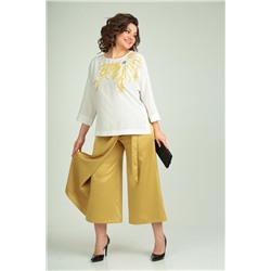 Michel chic 1334 горчичный-молочный, Брюки,  Блуза