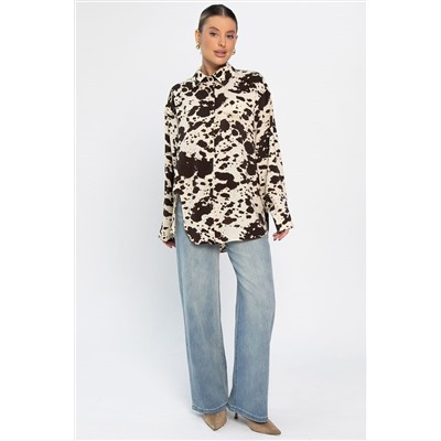 Блуза Тайна очарования (бело-коричневая) Б14432-5М