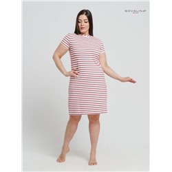 Платье-футболка женское экрю-красный