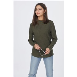 Водолазка трикотажная в рубчик с длинным рукавом хаки