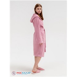 Подростковый махровый халат с капюшоном пудрово-розовый МЗ-18 (102)