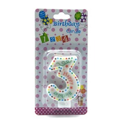 Свечи декор. для торта Цифры Happy birthday "3" 7см /блистер