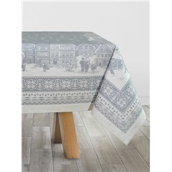 Скатерть Премиум "Зимний город"-серый 150*250 см. п/лен