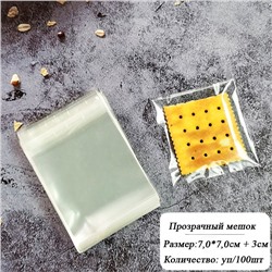 Пакетики прозрачные с клеевым клапаном 7*7+3см (100 шт)