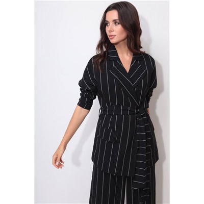 LeNata 31246 на-черном-полоска, Брюки,  Блуза,  Жакет