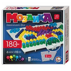 Детская мозаика пластмассовая (180 элементов и 2 поля)