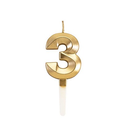 Свечи для торта, цифра 3 (золото, 5 см)