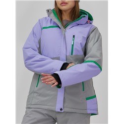 Горнолыжный костюм женский зимний большого размера сиреневого цвета 07092Sn