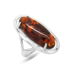 Кольцо из серебра янтарь, КП36