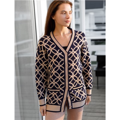 Кардиган жаккардовой вязки с кашемиром