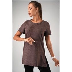 Женская удлиненная футболка с разрезами Happyfox