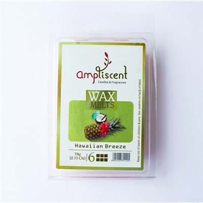 Wax Melts HAWAIIAN BREEZE, AmpLiscent (Аромавоск для аромалампы ГАВАЙСКИЙ БРИЗ), уп. 78 г. (6 кубиков)