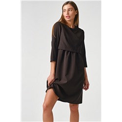 Платье повседневное свободное со сборкой черное