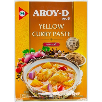 YELLOW CURRY PASTE, AROY-D (Паста КАРРИ ЖЁЛТАЯ, АРОЙ-Д), 50 г.