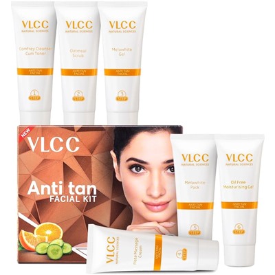 ANTI TAN FACIAL KIT Tan Removal and Supple Skin, VLCC (ПРОТИВ ЗАГАРА набор - Уменьшение загара и упругость кожи, подвергшейся воздействию солнца), 60 г. (6x10 г.)