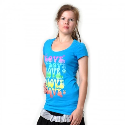 Футболка женская "Love Love Love…" (blue)