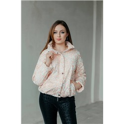 Стильная леди М-673 молочный/принт_пятнышки, Куртка