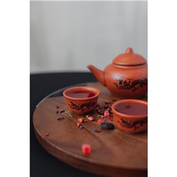 Набор для чайной церемонии керамический «Дракон», 5 предметов: 4 пиалы 25 мл, чайник 200 мл, цвет коричневый