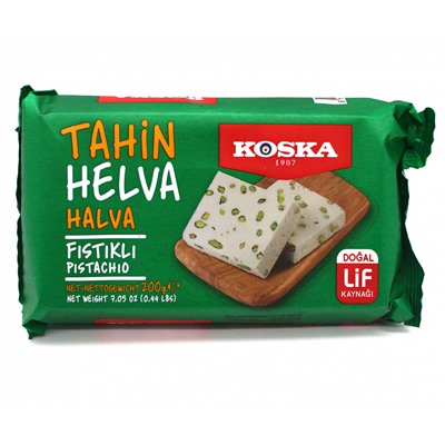 Tahin Halva PISTACHIO, KOSKA (Кунжутная халва С ФИСТАШКАМИ), 200 г. - СРОК ГОДНОСТИ ДО 19 АПРЕЛЯ 2025 ГОДА