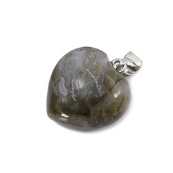 Сердечко ОБЪЁМНОЕ, из камня ЯШМА - дарует удачу и достаток (2 на 2 см.), 1 шт.
