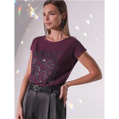 Нарядная футболка с принтом пайетками