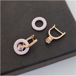 Серьги коллекция "Дубай" со съемными подвесками, покрытие позолота, цвет розовый, керамика, 271625, арт.847.078
