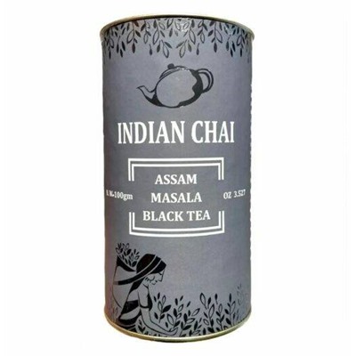 Indian Chai ASSAM MASALA BLACK TEA, Bharat Bazaar (АССАМ Масала, ЧЕРНЫЙ ЧАЙ, Бхарат Базаар), банка 100 г.