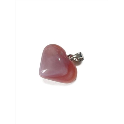 Сердечко ОБЪЕМНОЕ из камня СЕРЫЙ АГАТ HR-09 - денежный магнит (2,5 на 2 см.), 1 шт.