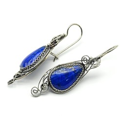 Серьги лазурит "Капля" 15*43мм.