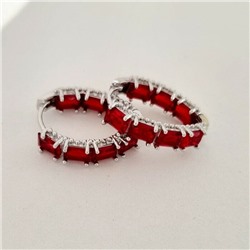 Серьги ювелирная бижутерия, посеребрение, камень красный, 032.501