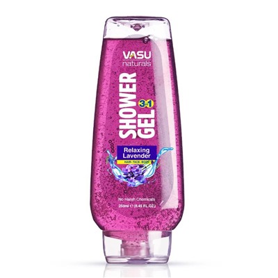 RELAXING LAVENDER Shower Gel 3 in 1, Vasu (РАССЛАБЛЯЮЩАЯ ЛАВАНДА Гель для душа 3 в 1, Васу), 250 мл.