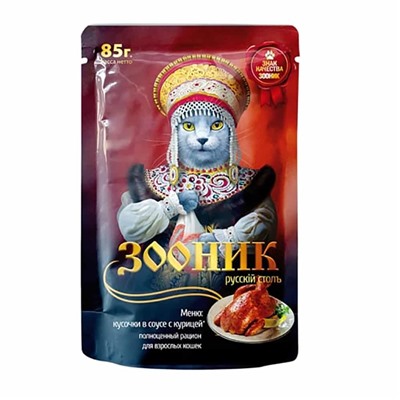 Зооник корм для кошек курица в соусе, 85г 49016-00 АГ