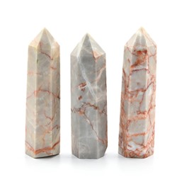 Кристалл из мрамора бело-розового "Карандаш" 22*21*90мм 86-88г