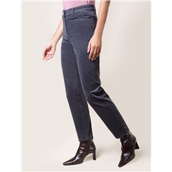 Укороченные эластичные брюки слим из микро вельвета