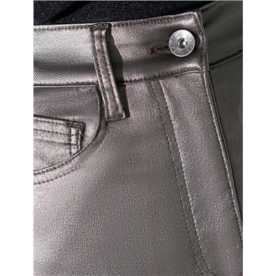 Юбка карандаш металлик средней длины с разрезом из эластичного денима