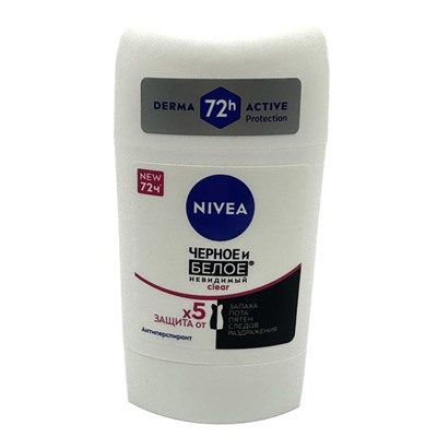 Дез.50мл стик women Clear Невидимый Черное и белое Nivea