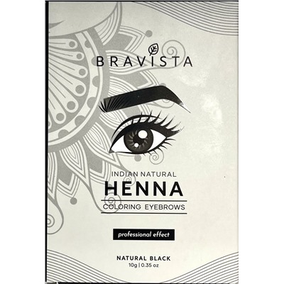 Indian natural HENNA, coloring eyebrows, NATURAL BLACK, Bravista (Индийская натуральная ХНА, краска для бровей, НАТУРАЛЬНЫЙ ЧЕРНЫЙ, Брависта), 10 г.