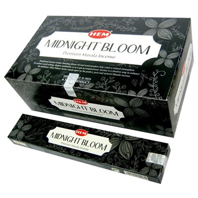 MIDNIGHT BLOOM Premium Masala Incense, Hem (ПОЛУНОЧНОЕ ЦВЕТЕНИЕ премиум масала благовония палочки, Хем), уп. 15 г.