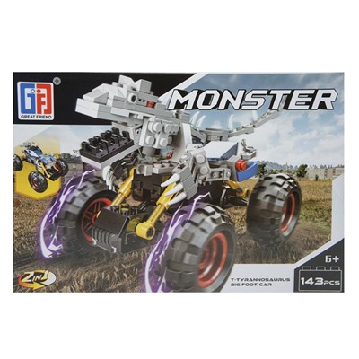 11 Конструктор Monster 2в1 (тиранозавр,квадроцикл) 143дет.33*22см/коробка 123-341 АКЦИЯ! СКИДКА 50%