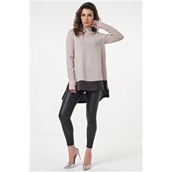 Туника трикотажная свободная с люрексом бежевая