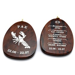 Брелок из обсидиана знак зодиака "Рак" 32*40мм