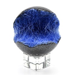 Шар из гематита с синтезированными кристаллами в жеоде 57мм, 239г.