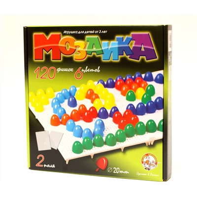 Пластмассовая детская мозаика (120 элементов и 6 цветов)