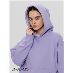 Женский худи оверсайз из футера с начесом Lingeamo сиреневый ВК-24 (32)