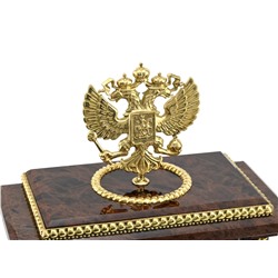 Часы из обсидиана коричневого "Герб РФ" 190*100*340мм