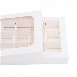 Коробка NEW для 12 конфет Белая,с окном с крышкой