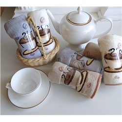 Полотенце из микрофибры "Магия кофе" с атласной каймой 35*75 см.